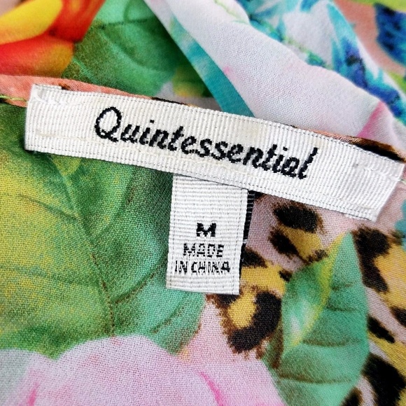 Animal Print Floral Chiffon Blouse M Flutter - Picture 7 of 8